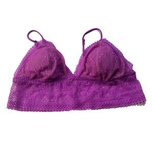 Victoria Secret Pink Orchird Lace Bralette sz M Removable Cups Adjustable Straps